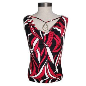 B. Works Byer California Sleeveless Blouse Red, Black, White Sz M